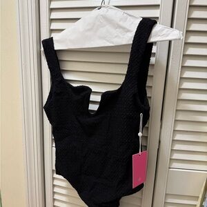 NWT Amanda Uprichard Black Textured Swimsuit size S